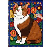 Peinture Diamant Adulte Chat Diamond Painting Petit Format 40x50 cm, 5D DIY Diamond Painting Enfant Strass Point de Croix Cristal Art Toile Artisanat Kit, Decoration Salon, Cadeau Femme (Mignon) X-81