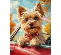 Peinture Diamant Adulte Chien Diamond Painting Petit Format 40x50 cm, 5D DIY Diamond Painting Enfant Strass Point de Croix Cristal Art Toile Artisanat Kit, Decoration Salon, Cadeau Femme (Mignon) X-0