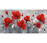 Peinture Diamant Adulte Coquelicot 30x60cm, 5D Square Diamond Painting Fleur Rétro Grand Format Diamond-Painting Carré Diamant Strass Point de Croix Cristal Painting Pour Murale Décoration (SQ24)