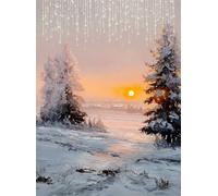 Peinture Diamant Adulte Coucher Soleil Diamond Painting Enfant 5D Kit Broderie Diamant Painting Hiver, Loisirs Créatifs Adultes Point de Croix Cristal Art, pour Décoration Murale 15x20 cm Q4-520