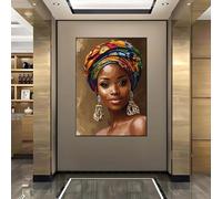 Peinture Diamant Adulte, Diamond Painting Africain Femme 5D Diamond Painting Enfant, Rond Diamant Strass Point de Croix Painting, DIY Peinture Diamant Pensée pour Décoration Maison Cadeau 40x50 cm 2-2