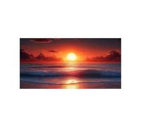 Peinture Diamant Adulte, Diamond Painting Coucher de soleil, Broderie Diamant Painting Kit Complet Vagues de la mer Peinture Numero Artisanat Strass Point de Croix pour Adultes 100 x 200 cm DZSH-5253