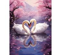 Peinture Diamant Adulte, Diamond Painting Fleur, Diamond-Painting Cygne Kits,Diamond Painting Enfant,5D Bricolage Ioisirs créatifs adultes Rond Diamond Painting Decoration Maison Cadeau 40x50cm ME-965