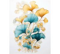 Peinture Diamant Adulte, Diamond Painting Ginkgo Biloba, Diamond-Painting Abstrait Kits, Diamond Painting Enfant, 5D Bricolage Ioisirs créatifs adultes Rond Diamond Painting Decoration 40x50cm ME-938