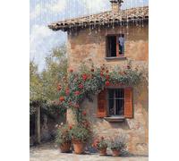 Peinture Diamant Adulte Fenêtre Diamond Painting Enfant 5D Kit Broderie Diamant Painting Pot Fleurs, Loisirs Créatifs Adultes Point de Croix Cristal Art, pour Chambre Décoration Murale 35x50 cm Q4-242