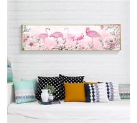Peinture Diamant Adulte Flamant Rose Bricolage Diamond Painting Diamant Artisanat Kit Strass Point de Croix Painting pour Décoration Murale Maison 30x90cm