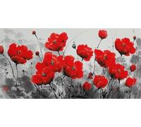 Peinture Diamant Adulte Fleur 50x120cm, 5D Diamond Painting Coquelicot Grand Format, Round Full Drill Diamond-Painting Diamant Strass Point de Croix Cristal Painting Pour Murale Décoration (RD31)
