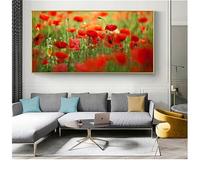 Peinture Diamant Adulte,Fleur coquelicot 5D Broderie Diamant Painting Kit Complet,DIY Diamant Strass Point de Croix Painting,Diamond Painting Grand Format pour Maison Décoration Noël 80x160cm WS-8872