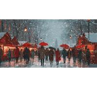 Peinture Diamant Adulte Foule 70x140cm, 5D Diamond Painting Paysage Hivernal Grand Format, Diamond-Painting Diamant Strass Point de Croix Cristal Painting Pour Cadeaux Murale Décoration (RD223)