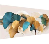 Peinture Diamant Adulte, Ginkgo Biloba Diamond Painting Broderie Diamant Kit Complet, 5D DIY Diamant Strass Point de Croix Cristal Painting pour Décoration Maison Chambre Murale 120x60cm J-424