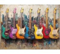 Peinture Diamant Adulte Guitare 5D Diamond Painting Paysage Broderie Diamant Kit, DIY Complet Diamond Strass Point de Croix Painting Débutants, Maison Tableau Decoration Murale Cadeau 30x40cm N5-4