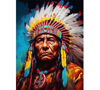 Peinture Diamant Adulte, Indien Diamond Painting Grand Format 70x100cm, DIY 5D Diamant Painting Vieil Homme Broderie Diamant Kit Complet, Painting Diamant Kits pour Adultes, Murale Décoration -YZ1338