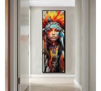 Peinture Diamant Adulte,Indien Vintage DIY 5D Diamant Painting Complet,Grand Peinture Diamant Images,Carré Diamond Art Cristal Painting Broderie Artisanat kit,pour Murale Décor Gifts 20x60cm/9x24in