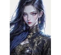 Peinture Diamant Adulte, Jolie fille manga, B, 30 x 40 cm. Diamond Painting 5D Complet, Diamant Dessin Kits, Diamant Strass Point de Croix Cristal Painting pour Murale Décoration
