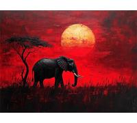 Peinture Diamant Adulte, Kit Diamond Painting Afrique Diamond Painting Enfant,5D DIY Full Dril Éléphant 40x50cm Broderie Diamant Format Cristal Gemme Art Set pour Murale Maison Décoration Cadeau L-717