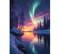 Peinture Diamant Adulte, Kit Diamond Painting Aurore Diamond Painting Enfant, 5D DIY Full Dril Hiver 60x90cm Broderie Diamant Grand Format Cristal Gemme Art Set pour Murale Maison Décoration L-438