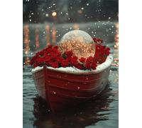 Peinture Diamant Adulte, Kit Diamond Painting Fleurs Diamond Painting Enfant, 5D DIY Full Dril Bateau 50x70cm Broderie Diamant Grand Format Cristal Gemme Art Set pour Murale Maison Décoration L-511