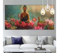 Peinture Diamant Adulte Lotus Diamond Painting Enfant Bouddha Broderie Diamant kit Complet Diamond Painting 20x60cm DIY Strass Cristal Point de Croix Artisanat Mosaique Peinture,Décor Cadeaux YC-534