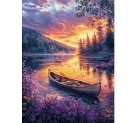 Peinture Diamant Adulte Lune, 5D Diamond Painting Adulte Débutants, Kit Broderie Diamond Painting Bateau, DIY Cristal Point de Croix Broderie Diamant Kit Complet, pour Décoration Murale 60X80cm D-86