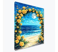 Peinture Diamant Adulte Lune Diamond Painting Fleur Diamond Painting Kit Complet, DIY 5D Broderie Diamant Enfant Débutant Strass Point de Croix Artisanat pour Decoration Maison Cadeau 40x50 cm F0-756