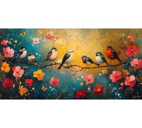 Peinture Diamant Adulte, oiseau Diamond Painting Fleurs colorées Diamond Painting Grand Format 100x300cm, Diamond Painting Enfant Loisirs Créatifs Point de Croix Cristal Paintings, Murale Décoration