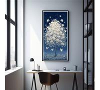 Peinture Diamant Adulte Papillon Blanc 50x100cm, 5D Diamond Painting Arbre À Fleurs Grand Format, Diamond-Painting Diamant Strass Point de Croix Cristal Painting Pour Murale Décoration (RD855)