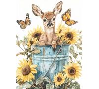 Peinture Diamant Adulte Papillon Diamond Painting Enfant 5D Kit Broderie Diamant Painting Cerf, Loisirs Créatifs Adultes Point de Croix Cristal Art, pour Chambre Décoration Murale 40x50 cm Q4-558