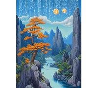 Peinture Diamant Adulte Paysage Diamond Painting Enfant 5D Kit Broderie Diamant Painting Lune, Loisirs Créatifs Adultes Point de Croix Cristal Art, pour Chambre Décoration Murale 50x70 cm Q4-542