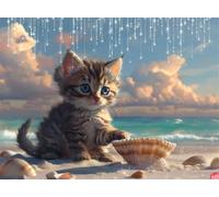 Peinture Diamant Adulte Plage Diamond Painting Enfant 5D Kit Broderie Diamant Painting Paysage, Loisirs Créatifs Adultes Point de Croix Cristal Art, pour Chambre Décoration Murale 35x50 cm Q4-162