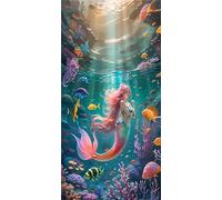 Peinture Diamant Adulte, Sirène Diamond Painting Broderie Diamant Kit Complet, 5D DIY Diamant Strass Point de Croix Cristal Painting pour Décoration Maison Chambre Murale 40x20cm J-104