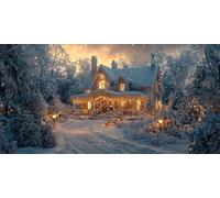 Peinture Diamant Adulte XXL 60x120 cm Diamond Painting Hiver 5D, Kit Complet DIY Grand Format Débutants Loisirs Créatifs Adultes Chalet Diamant Art Strass Point de Croix, Décoration Murale f0j-1180