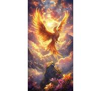 Peinture Diamant Adulte XXL 70x140 cm Diamond Painting Phoenix 5D, Kit Complet DIY Grand Format Débutants Loisirs Créatifs Adultes Lys Diamant Art Strass Point de Croix, Décoration Murale Maison f0j-2