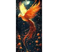 Peinture Diamant Adulte XXL 70x140 cm Diamond Painting Phoenix 5D, Kit Complet DIY Grand Format Débutants Loisirs Créatifs Adultes Lune Diamant Art Strass Point de Croix, Décoration Murale f0j-38