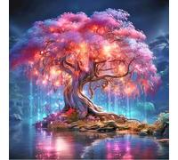 peinture diamant arbre de vie, 5D Diamond painting Kit de bricolage,Arbre magique rose Kit de peinture diamant,Idéal pour les débutants,adultes et enfants,Décoration Murale à la Maison (30 x 30 cm)