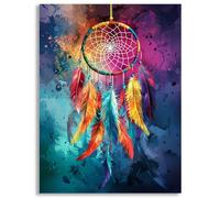 Peinture Diamant Attrape-rêves, 5D Diamond Painting Kit Complet Full Drill Carré, Travaux Manuels pour Adulte et Enfant, Broderie Strass Point de Croix, Décor Murale Cadeau Plume, 40x60cm,z@585