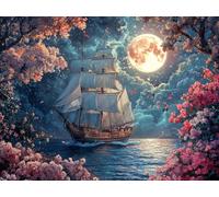 Peinture Diamant Bateau, 5D Fleur Diamond Painting Adulte 70x50 cm T0-154