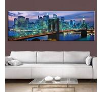 Peinture Diamant Broderie Kits Vue de nuit de New York DIY 5D Diamond Painting Grande Complet Cristal Strass Point Croix Adulte Enfant Art Autocollant for Home Salon Mural Décor,(50x100cm/20 * 40in)