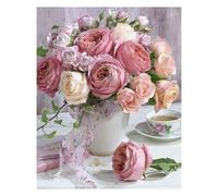 Peinture Diamant ""Café Et Rose"", Perceuse Ronde, Bricolage, Point De Croix, Mosaïque, Couverture Complète, Broderie, 100%