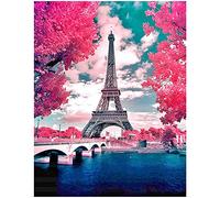 Peinture diamant Carré Carre 40x50 cm Square Diamond Painting Paysage Bord de Mer Fleurs Cerisier Diamond Painting Paris Tour Eiffel Broderie Diamant Grand Format Tableau Diamant kit Complet Adulte