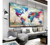 Peinture Diamant Carte du monde Broderie Diamant Kit Complet 5D DIY Diamond Painting Point De Croix Kits Complet Strass Diamant Painting Mosaique Artisanat Maison Décoration Murale 90x180cm/35x71in
