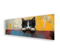 Peinture Diamant Chat, Diamond Painting Adulte Grand Format Animal, 5D Broderie Diamant Kit Complet, DIY Strass Broderie Point de Croix Loisirs Créatifs pour Decoration Murale Cadeau 40x120 cm K0-702