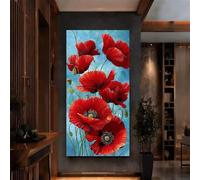 Peinture Diamant Coquelicot, Diamond Painting Adulte Grand Format 40x70 cm, 5D DIY Diamond Painting Fleurs Rouges, Diamant Painting kit, Broderie Point de Croix pour Murale Maison Décoration (WL1051)