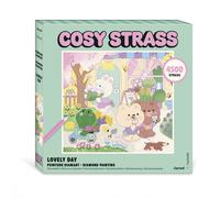 Janod, Cosy Strass Lovely Day, Diamond Painting, 4500 Strass | Toile à Diamanter, Stylet à 3 Embouts, Cire, Plateau Rainuré et Cadre en Carton, Activité Créative Dès 14 Ans