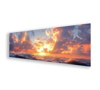 Peinture Diamant Coucher de Soleil, Diamond Painting Adulte Grand Format Océan, 5D Broderie Diamant Kit Complet, DIY Strass Broderie Point de Croix Art pour Decoration Murale Cadeau 30x90 cm K0-102