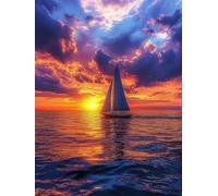 Peinture Diamant Coucher De Soleil Diamond Painting Adulte Océan Diamond Painting Accessoires Kit Complet, Peinture Diamant Artisanat Strass Point de Croix Adultes, Decoration Maison 20X30CM,Model 445