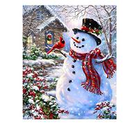 Peinture Diamant de Noël à Faire Soi-même, 30x40cm, Image du Père Noël, Bonhomme de Neige, Strass, Art pour Cadeaux de Vacances (bonhomme de neige 1)