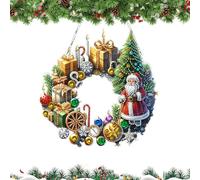Peinture Diamant DIY de NoëLs Ornement,Couronne Peintures Diamant 5D avec ChaîNe NoëL,Peinture Diamants Double Face à Suspendre avec ChaîNe, pour Maison, Jardin, Mur, Porte, de PèRe NoëL