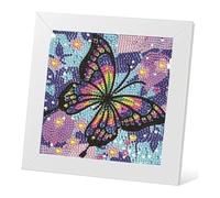 Peinture Diamant Enfant - Kit Diamond Painting Papillon 5D avec Stickers en Strass, Loisir Créatif pour Enfants et Débutants, Idée Cadeau Originale