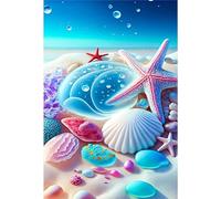 Peinture Diamant Enfants, Étoile de mer bleue 50x70cm Grand Format 5D Diamond Painting Complet, Diamant Strass Point de Croix Cristal Painting, Loisirs Créatifs Adultes Diamant Kit, Murale Décoration