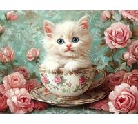 Peinture Diamant Fleur, 5D Chat Diamond Painting Adulte 70x50 cm T0-358